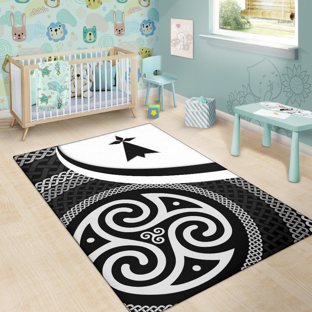 Celtic Area Rug - Brittany Flag With Celtic Patterns - Vibe Hoodie Shop