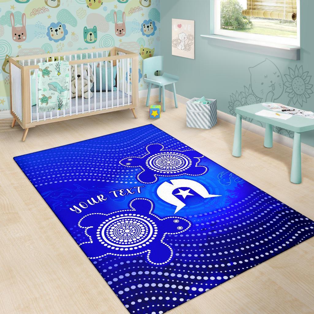 Custom Torres Strait Islanders Area Rug - Torres Symbol With Indigenous Turtle - Vibe Hoodie Shop