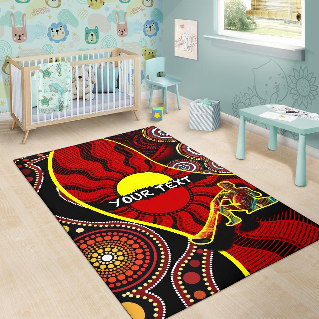 Custom Area Rug - Australia Aboriginal Dots With Didgeridoo - Vibe Hoodie Shop