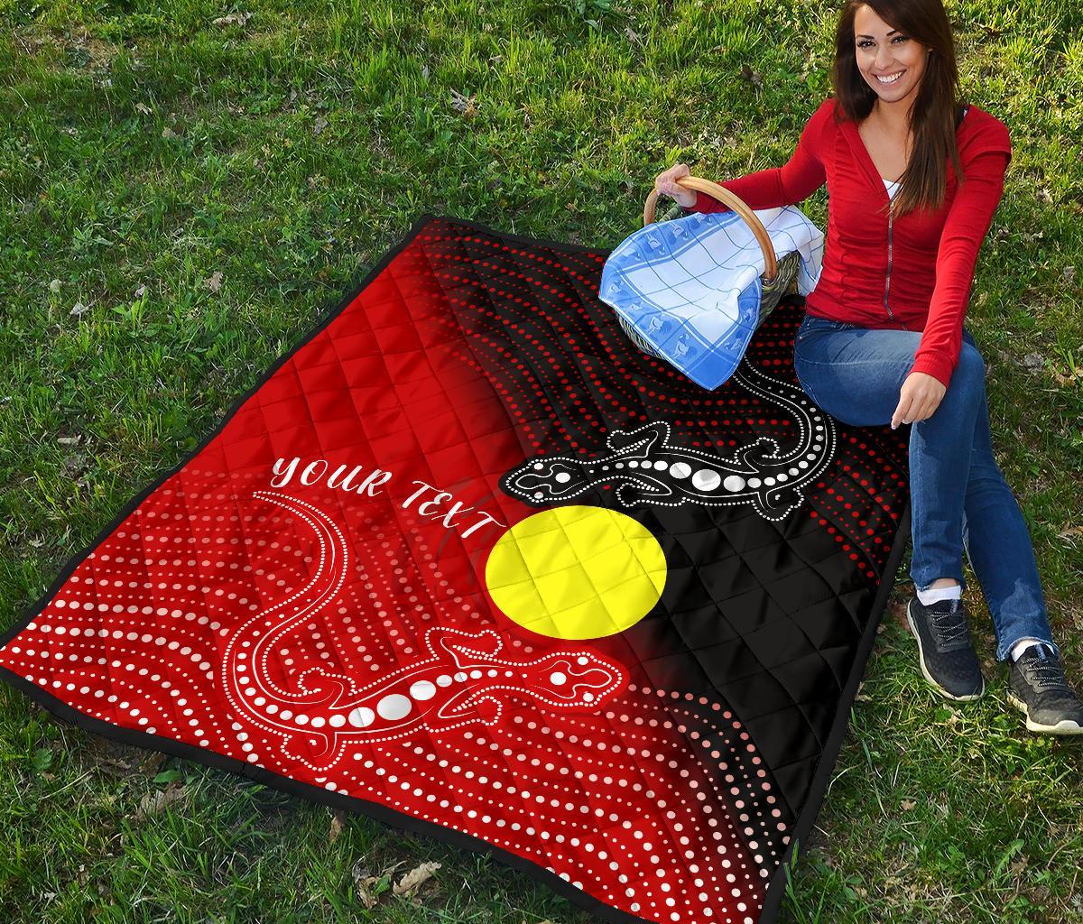 Custom Aboriginal Premium Quilt - Two Indigenous Lizard - Vibe Hoodie Shop