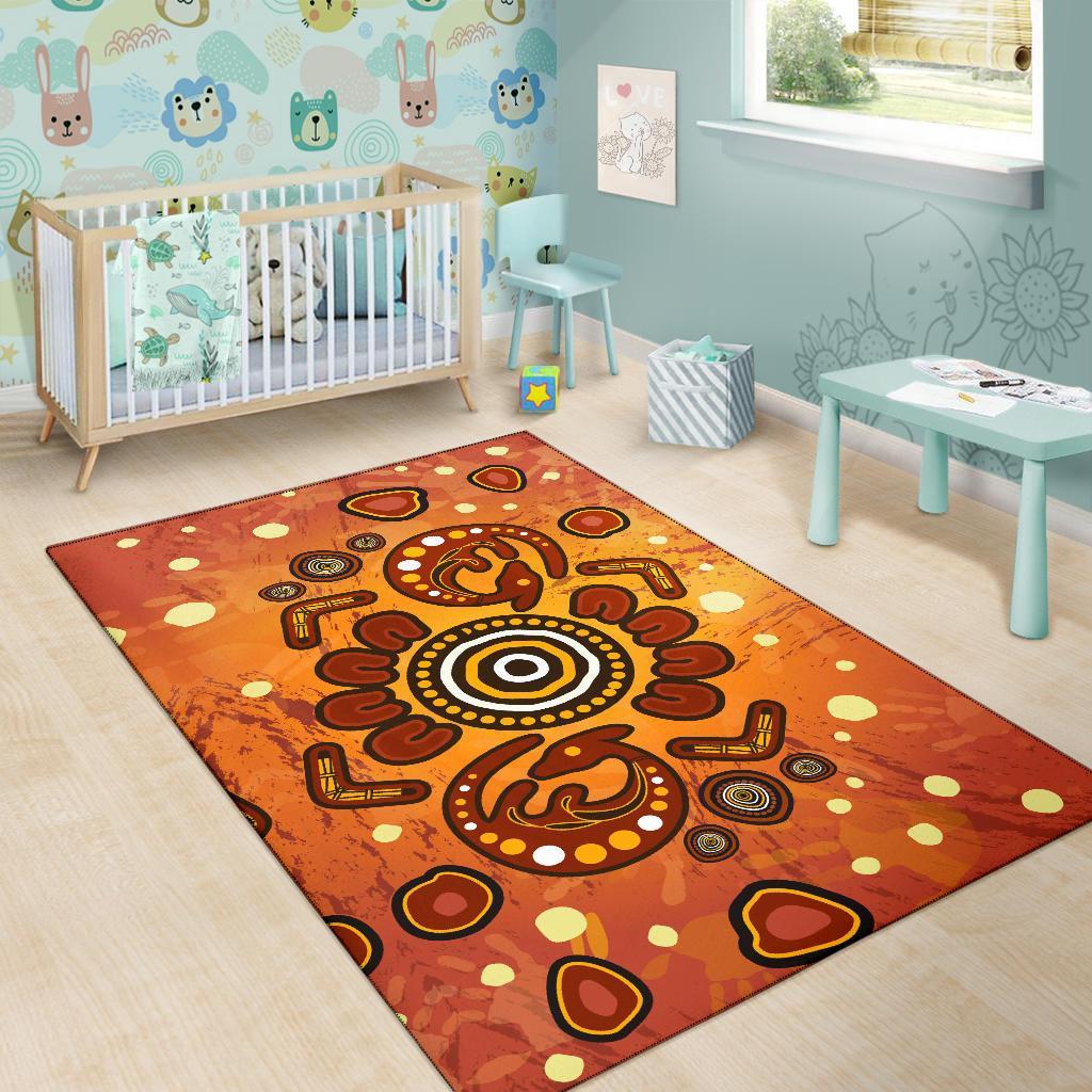 Aboriginal Area Rug - Baby Kangaroo And Dot Painting Patterns - Vibe Hoodie Shop