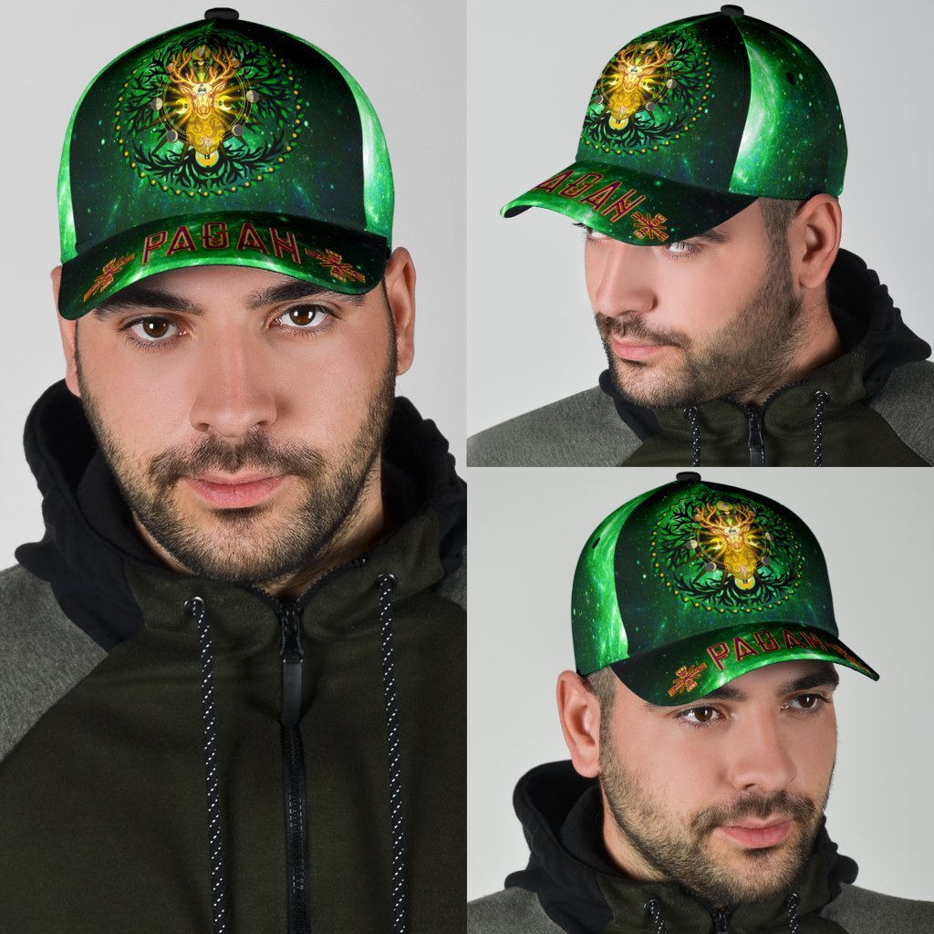 Celtic Pagan Deer Classic Cap - Moon Phases Deer with Tree of Life - Vibe Hoodie Shop