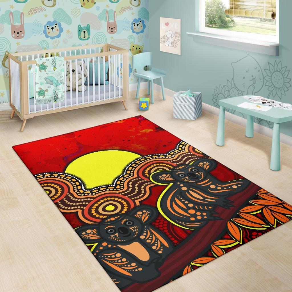 Aboriginal Area Rug - Australian Indigenous Koala - Vibe Hoodie Shop