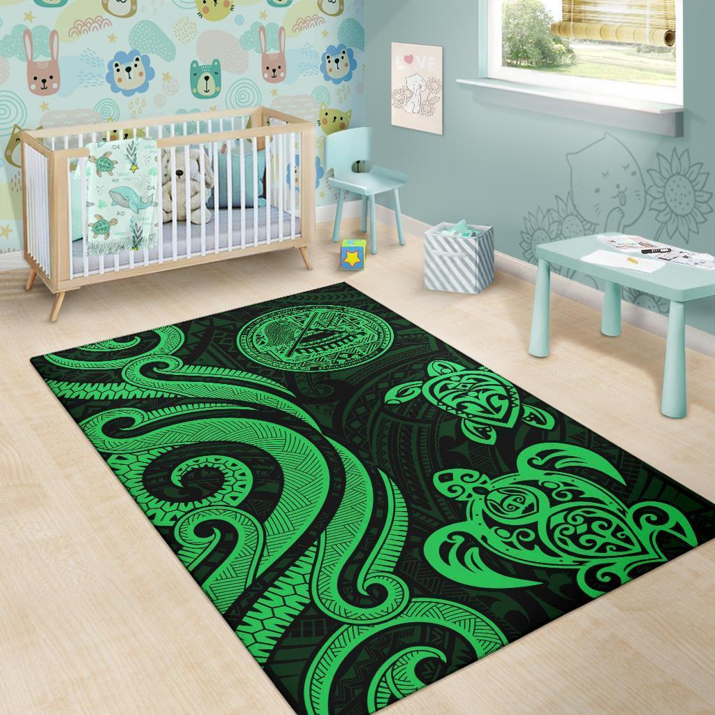 American Samoa Area Rug - Green Tentacle Turtle - Vibe Hoodie Shop