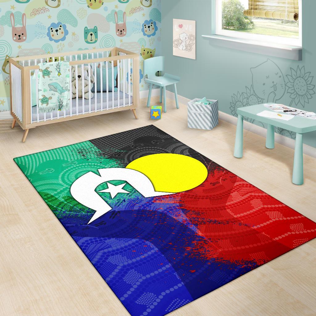 Aboriginal Area Rug, Australia NAIDOC Week Indigenous Flag Style - Vibe Hoodie Shop