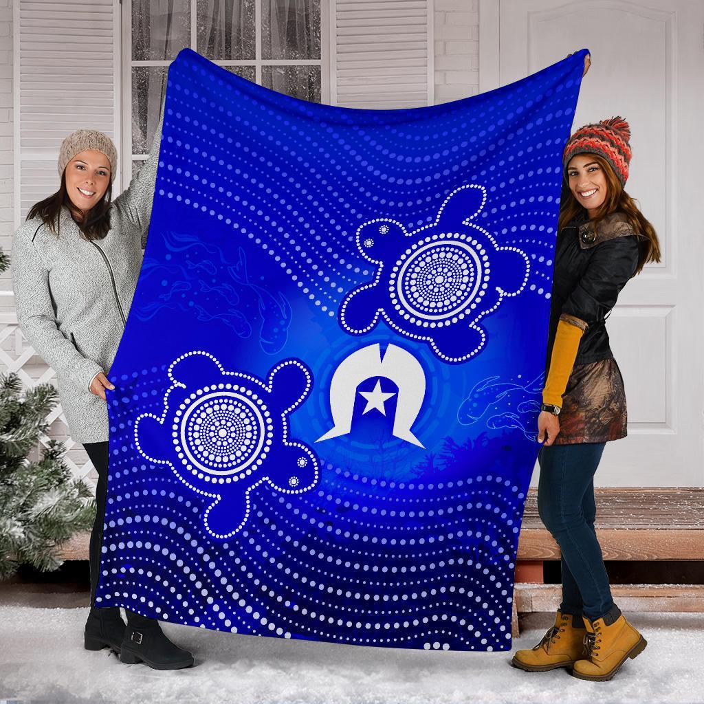 Torres Strait Islanders Premium Blanket - Torres Symbol With Turtle - Vibe Hoodie Shop