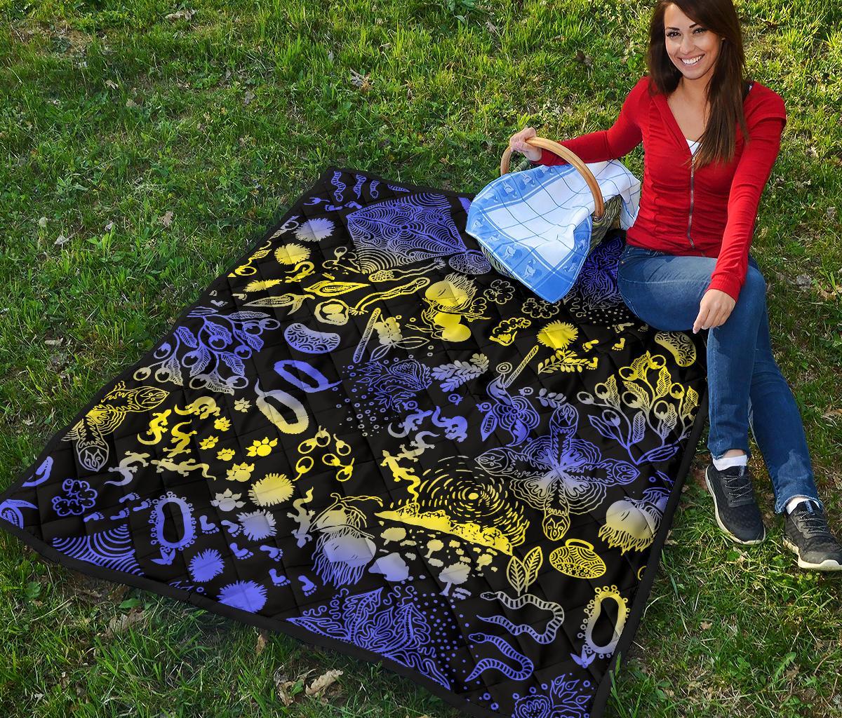 Australia Premium Quilt - Australian Aboriginal Golden Wattle - Vibe Hoodie Shop