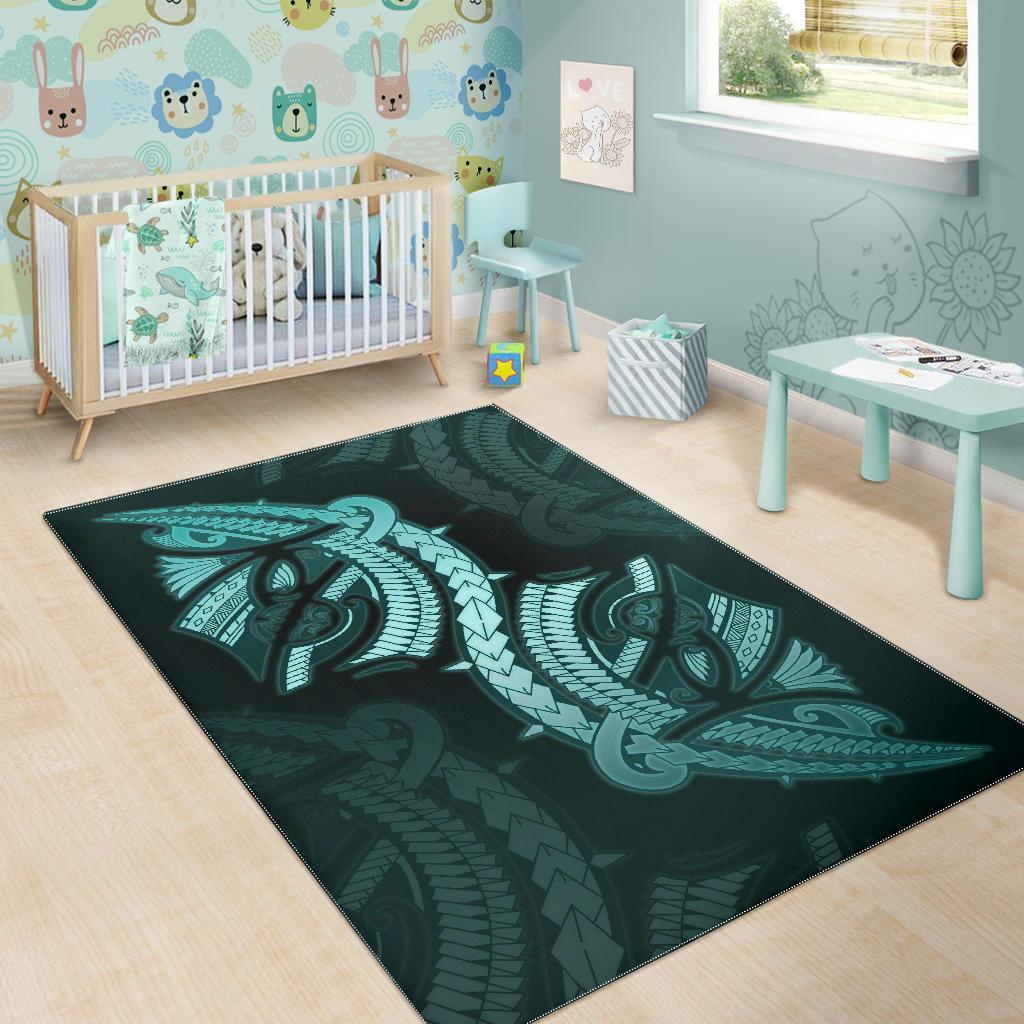 Polynesian Area Rug Turquoise - Vibe Hoodie Shop