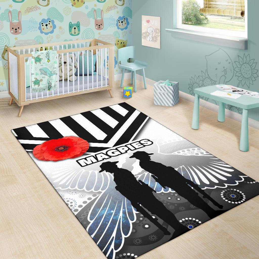 Magpies Area Rug Collingwood ANZAC Day Special Version - Vibe Hoodie Shop