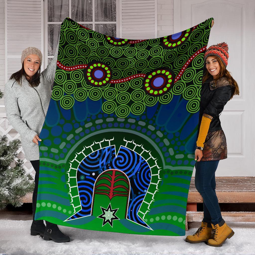 Torres Strait Premium Blanket - Dhari And Dot Patterns - Vibe Hoodie Shop