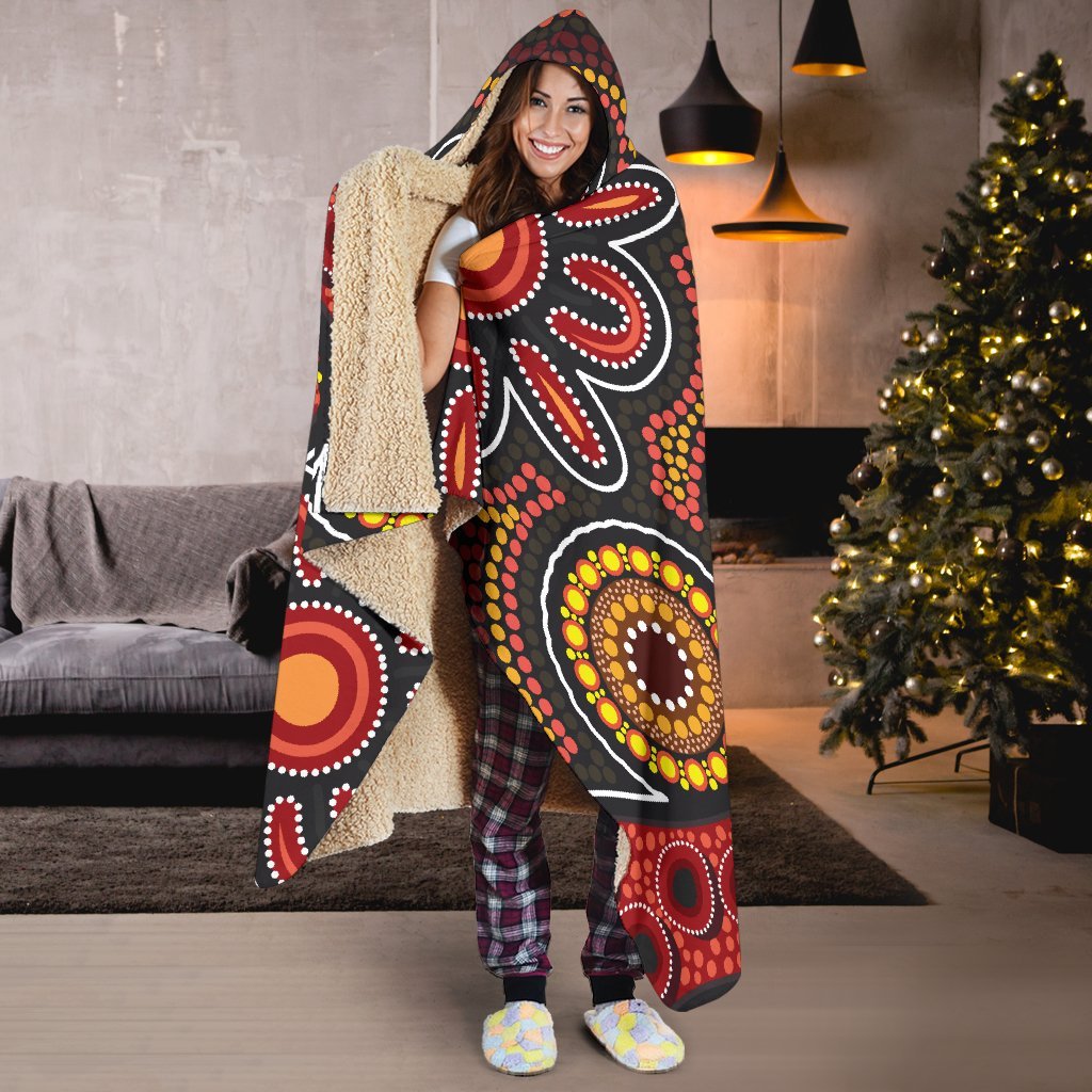 aboriginal-hooded-blanket-indigenous-circle-dot-painting-style