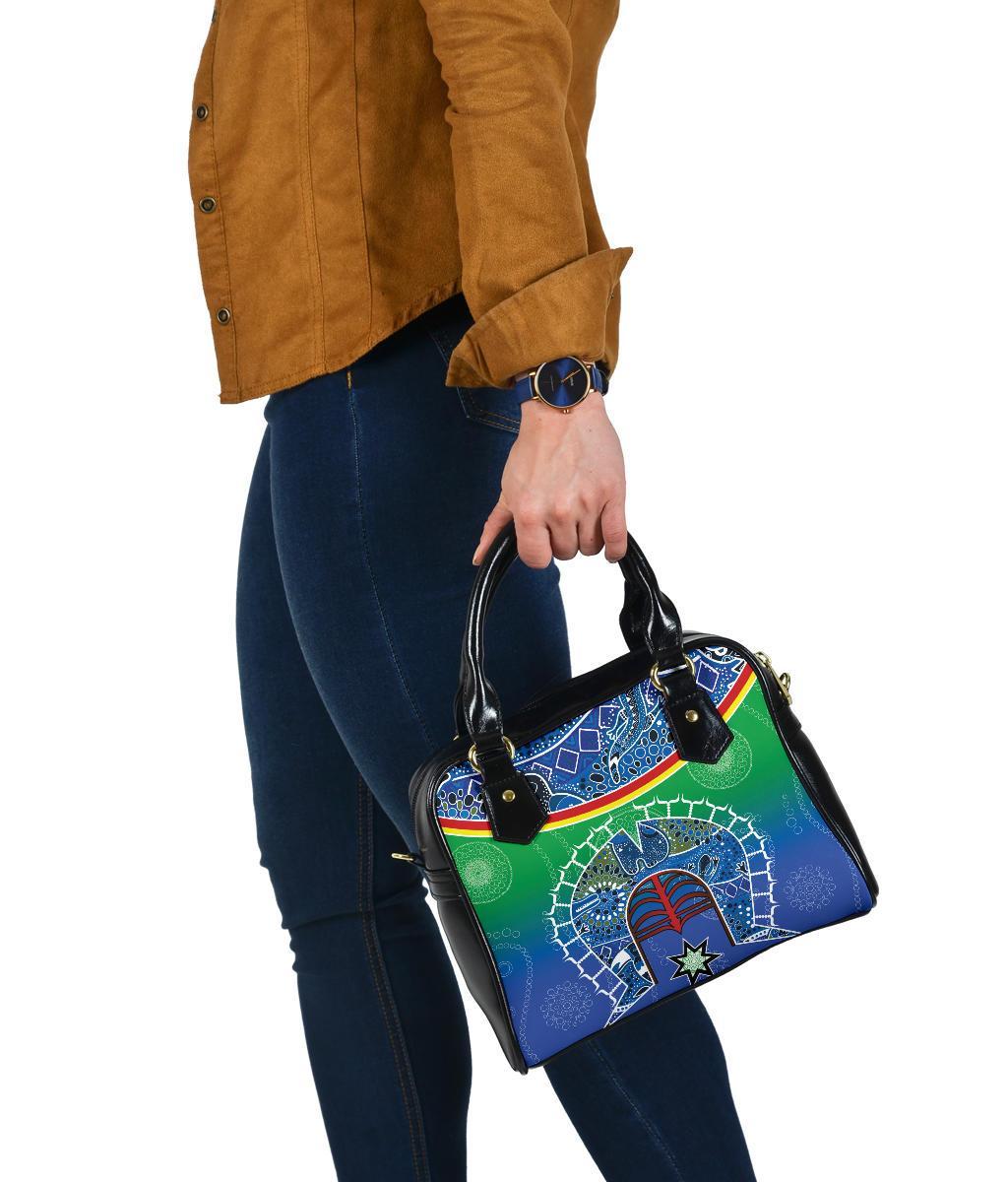 Shoulder Handbag - Torres Strait Symbol With Aboriginal Patterns - Vibe Hoodie Shop