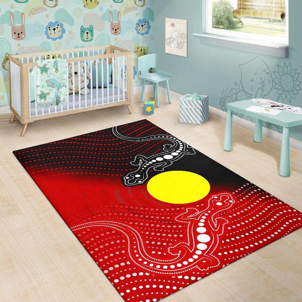 Aboriginal Area Rug - Two Indigenous Lizard - Vibe Hoodie Shop