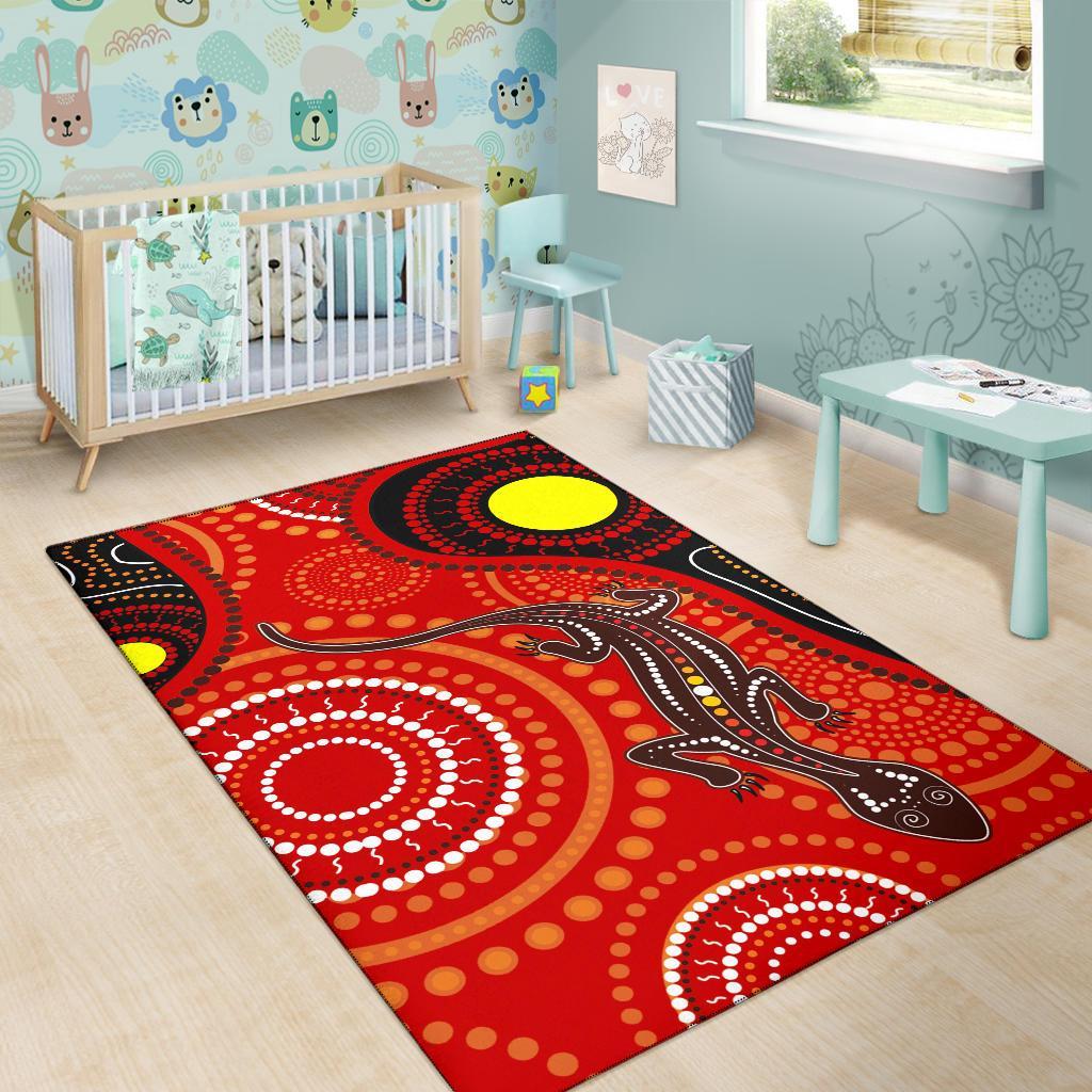 Aboriginal Area Rug - Australia Lizard Dot Painting Art - Vibe Hoodie Shop