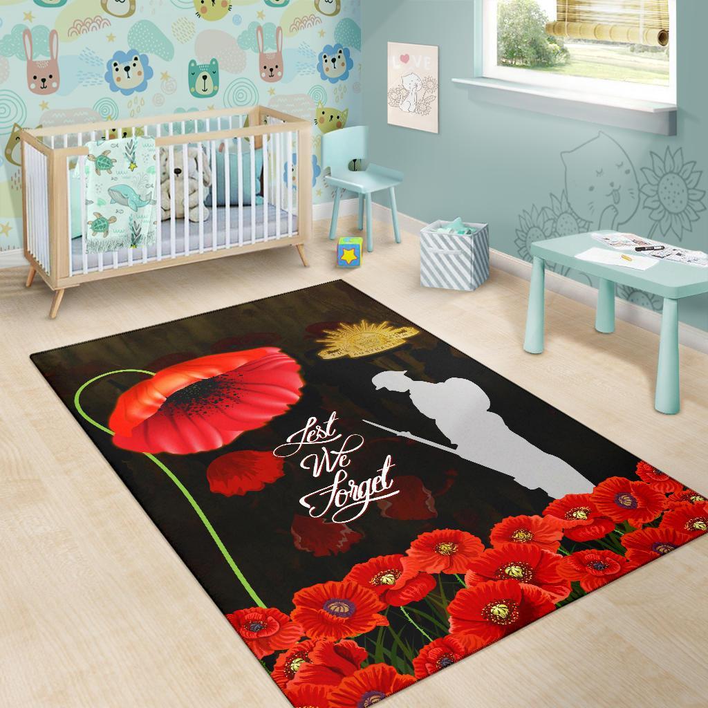 ANZAC Area Rug - Remembrance Poppy Flowers - Vibe Hoodie Shop