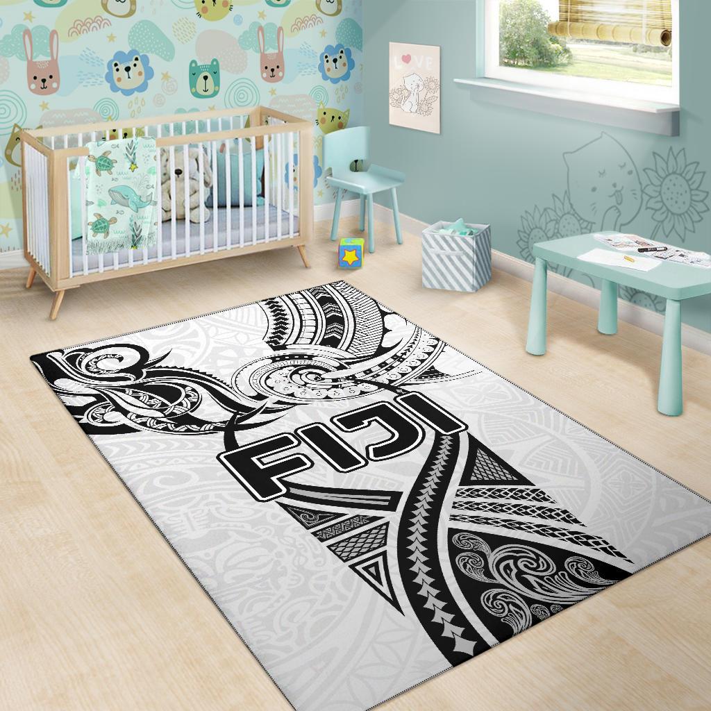 Fiji Rugby Area Rug Polynesian Waves Style - Vibe Hoodie Shop