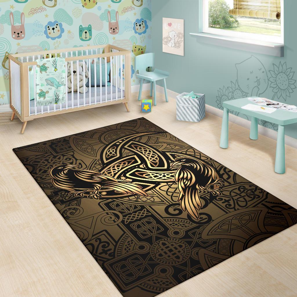 Celtic Area Rug - Celtic Cross With Raven - Vibe Hoodie Shop