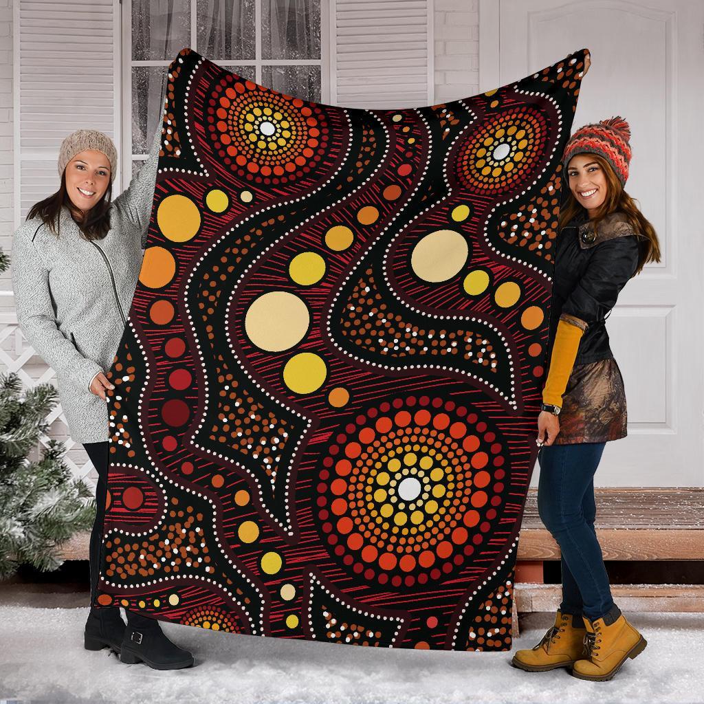 Aboriginal Premium Blanket - Aboriginal Art Ver01 - Vibe Hoodie Shop