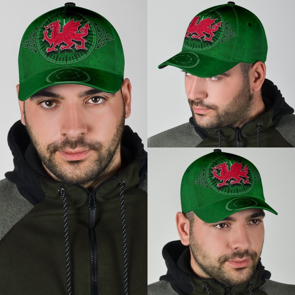 Wales Celtic Classic Cap - Celtic Compass With Welsh Dragon - Vibe Hoodie Shop