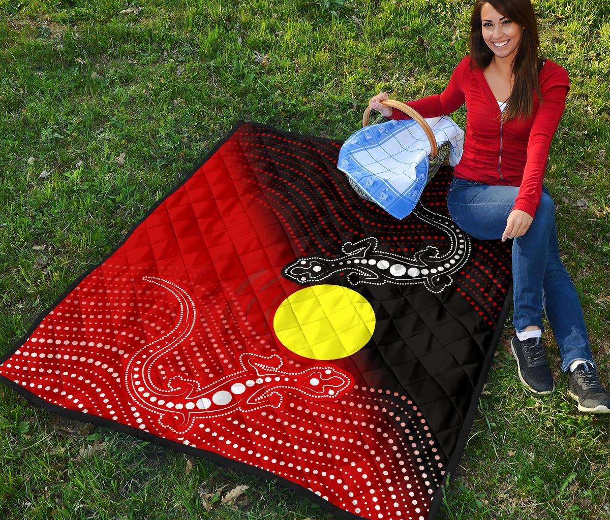 Aboriginal Premium Quilt - Two Indigenous Lizard - Vibe Hoodie Shop