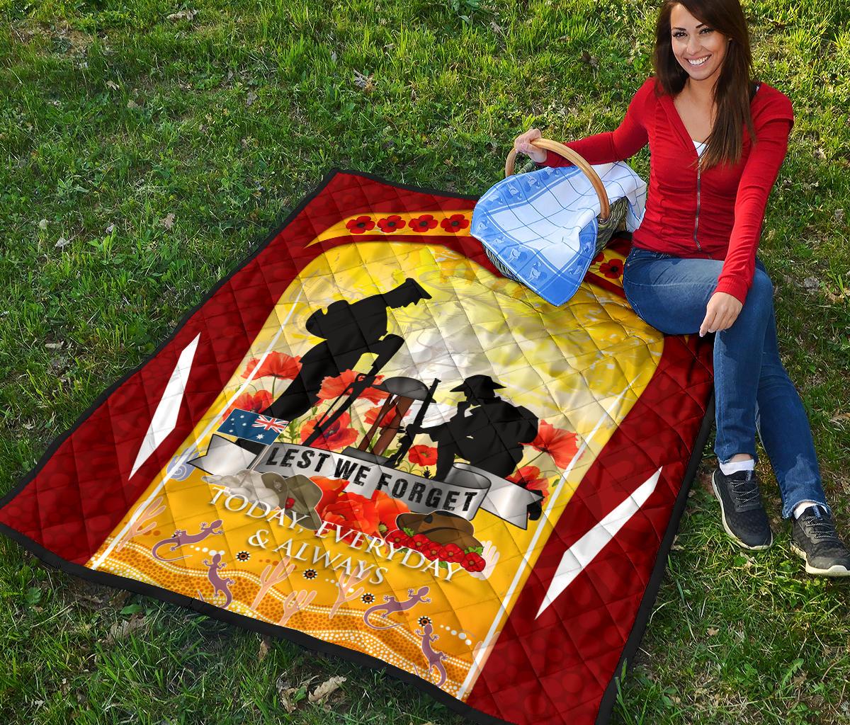 ANZAC Premium Quilt - Lest We Forget Aboriginal Version - Vibe Hoodie Shop