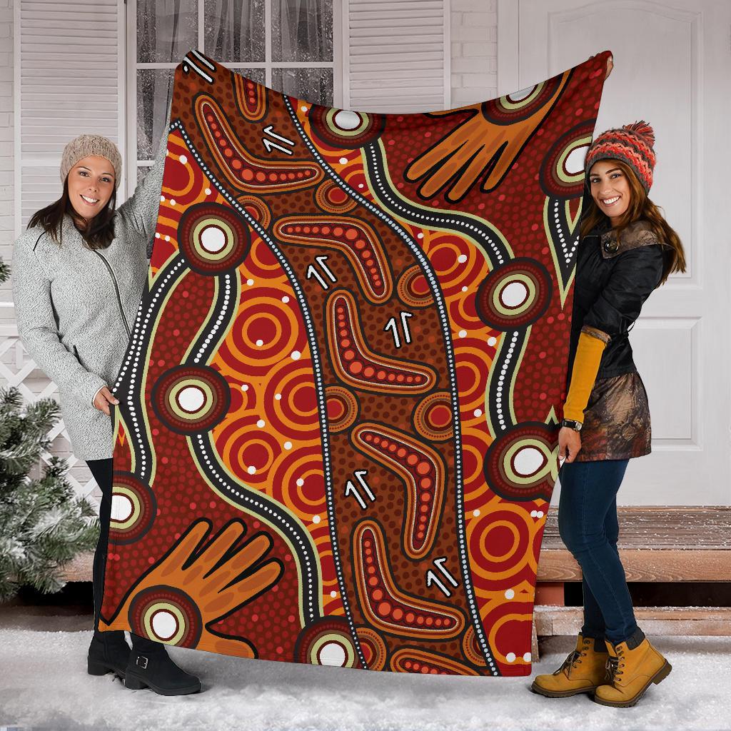 Aboriginal Preium Blanket - Indegenous Dot Painting Art - Vibe Hoodie Shop