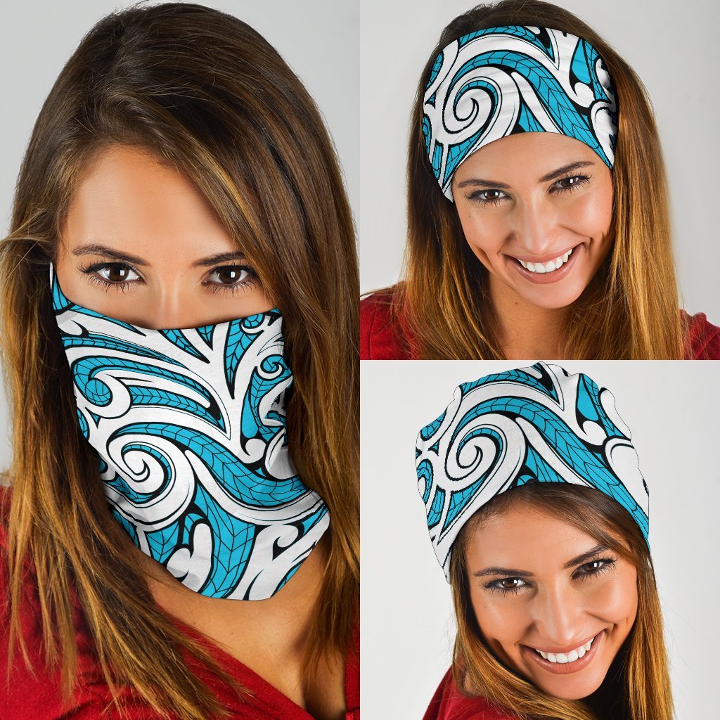 New Zealand Maori Tribal Ornament Bandana - Blue - Vibe Hoodie Shop