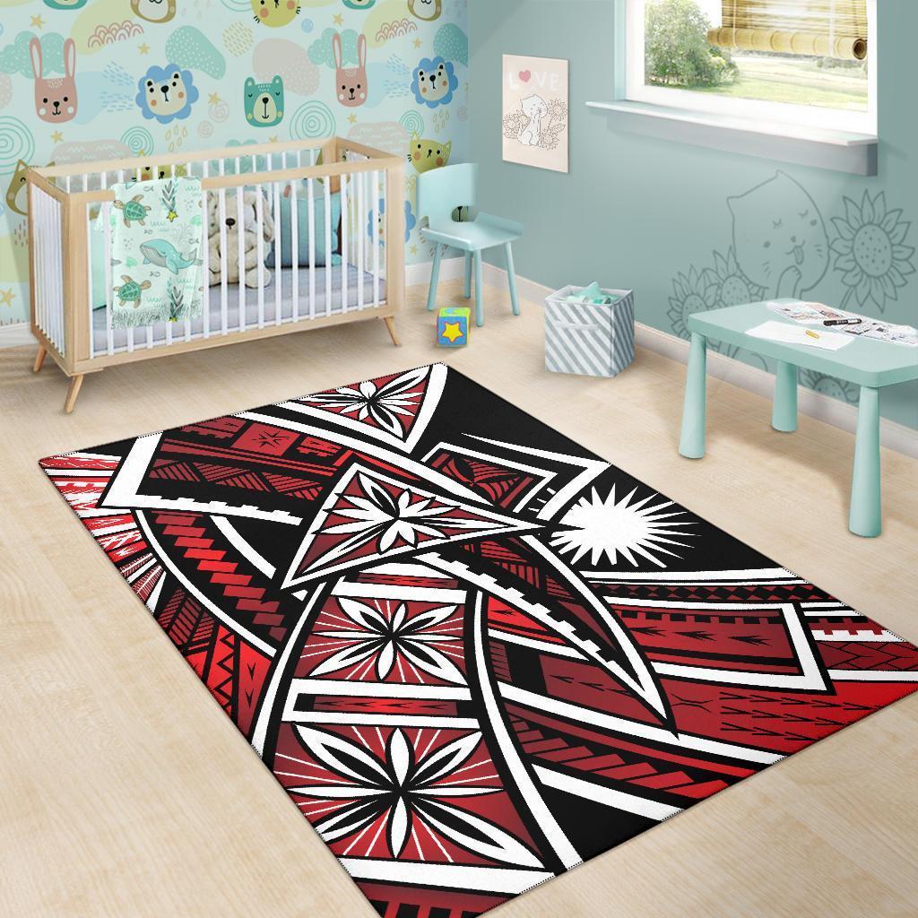 Marshall Islands Area Rug - Tribal Flower Special Pattern Red Color - Vibe Hoodie Shop