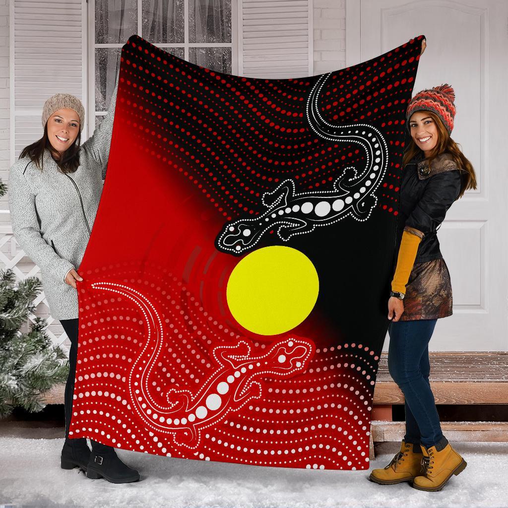 Aboriginal Premium Blanket - Two Indigenous Lizard - Vibe Hoodie Shop