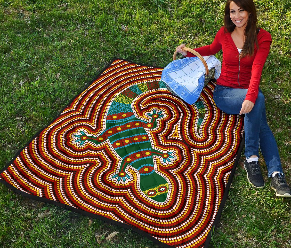 Premium Quilts - Lizard Coverlets Aboriginal Dot Painting - Vibe Hoodie Shop
