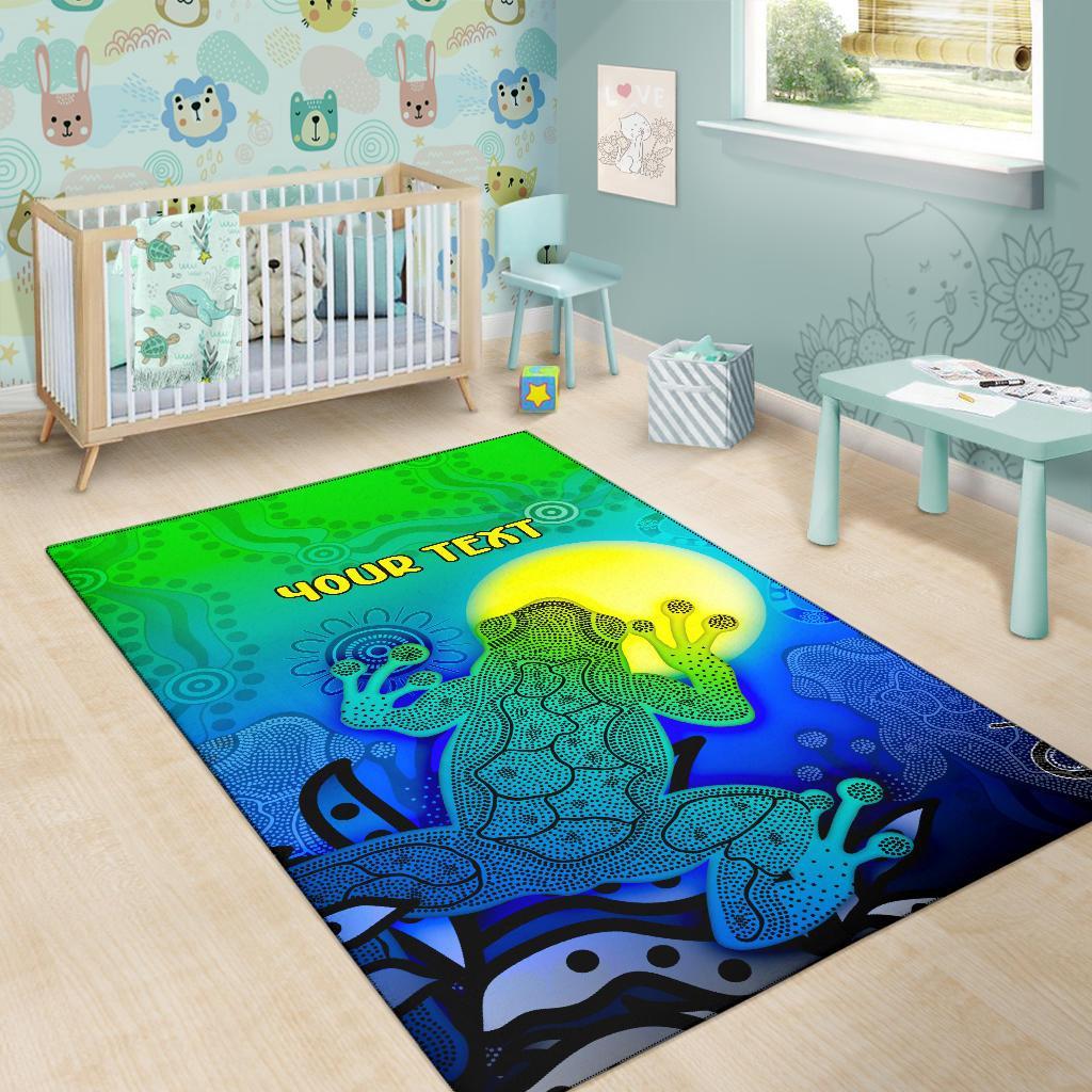 Custom Aboriginal Area Rug - Indigenous Frog (Blue) - Vibe Hoodie Shop