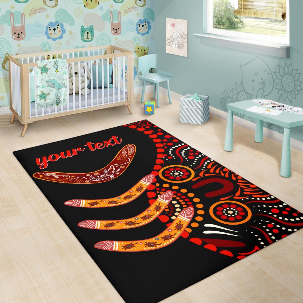 Aboriginal Personalised Area Rug - Aboriginal Boomerangs With Dot Painting Pattern - Vibe Hoodie Shop