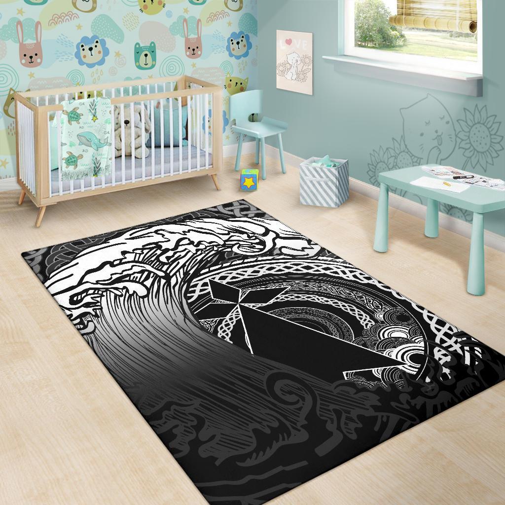 Brittany Area Rug - Sea Waves And Celtic Circle - Vibe Hoodie Shop