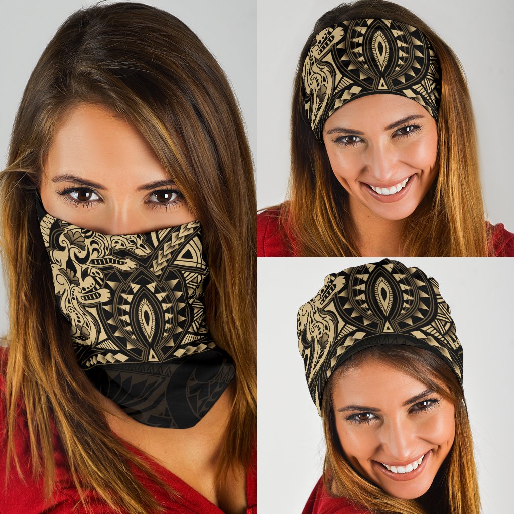 New Zealand Wolf Maori Tattoo Bandana - Gold - Vibe Hoodie Shop