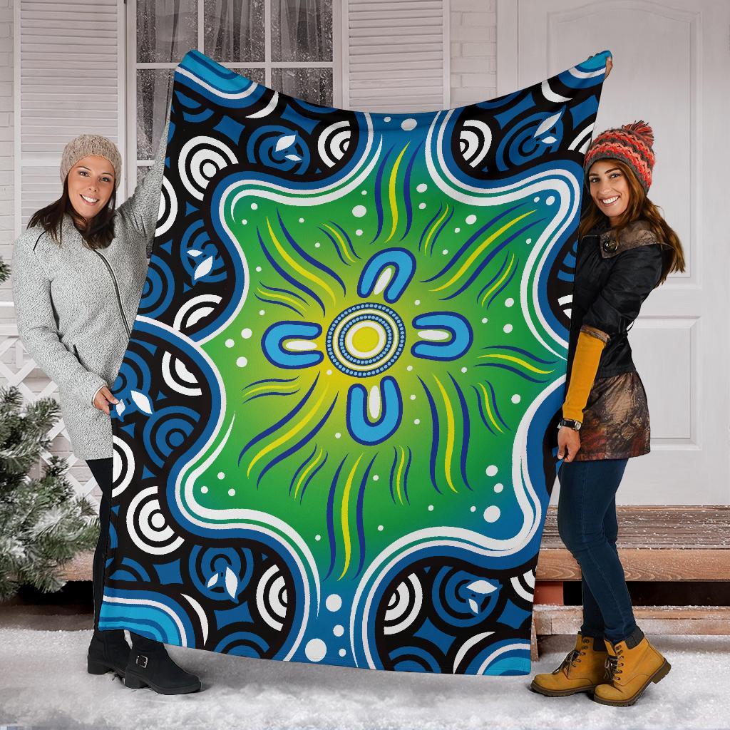 Aboriginal Premium Blabnket - Indegenous Dot Painting Art - Vibe Hoodie Shop