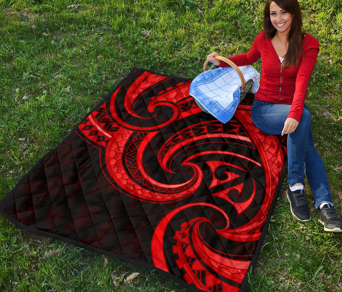 New Zealand Maori Mangopare Premium Quilt Polynesian - Red - Vibe Hoodie Shop