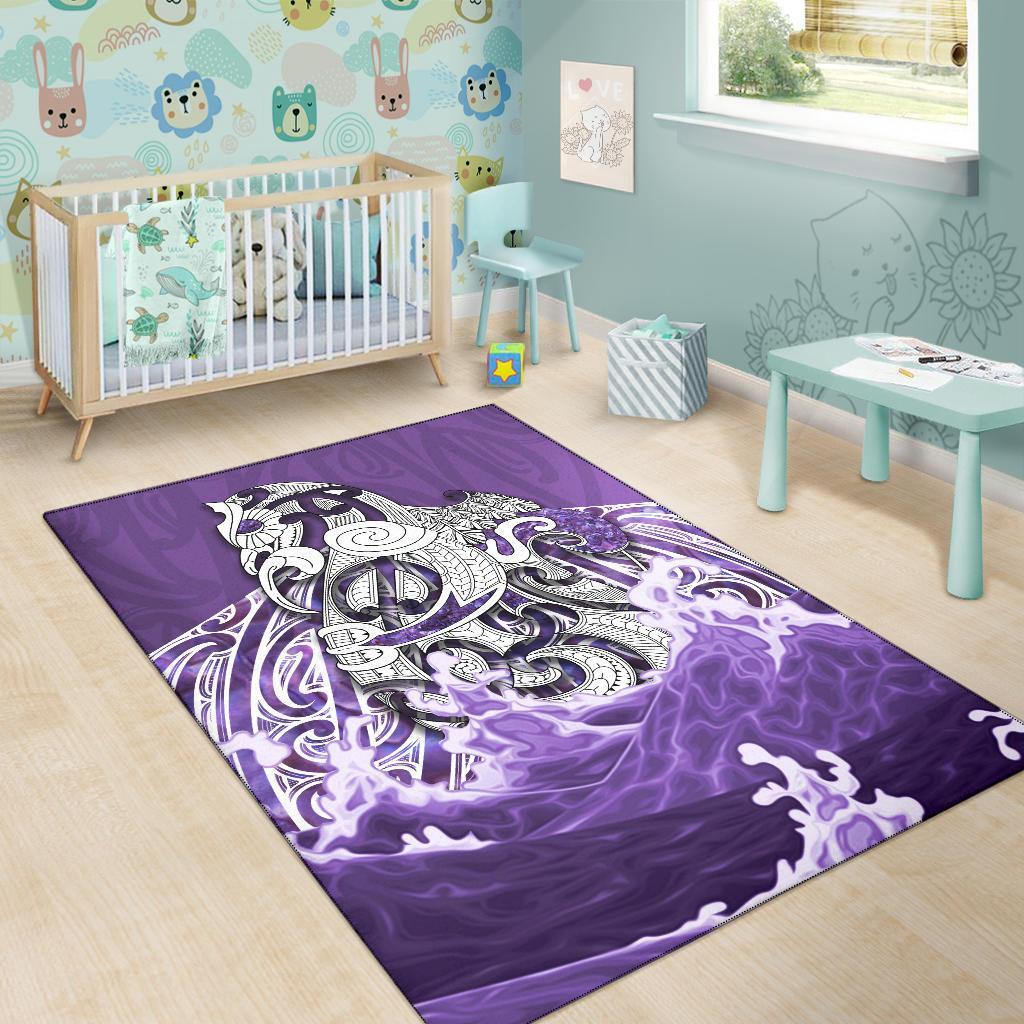 Maori Manaia The Blue Sea Area Rug, Purple - Vibe Hoodie Shop