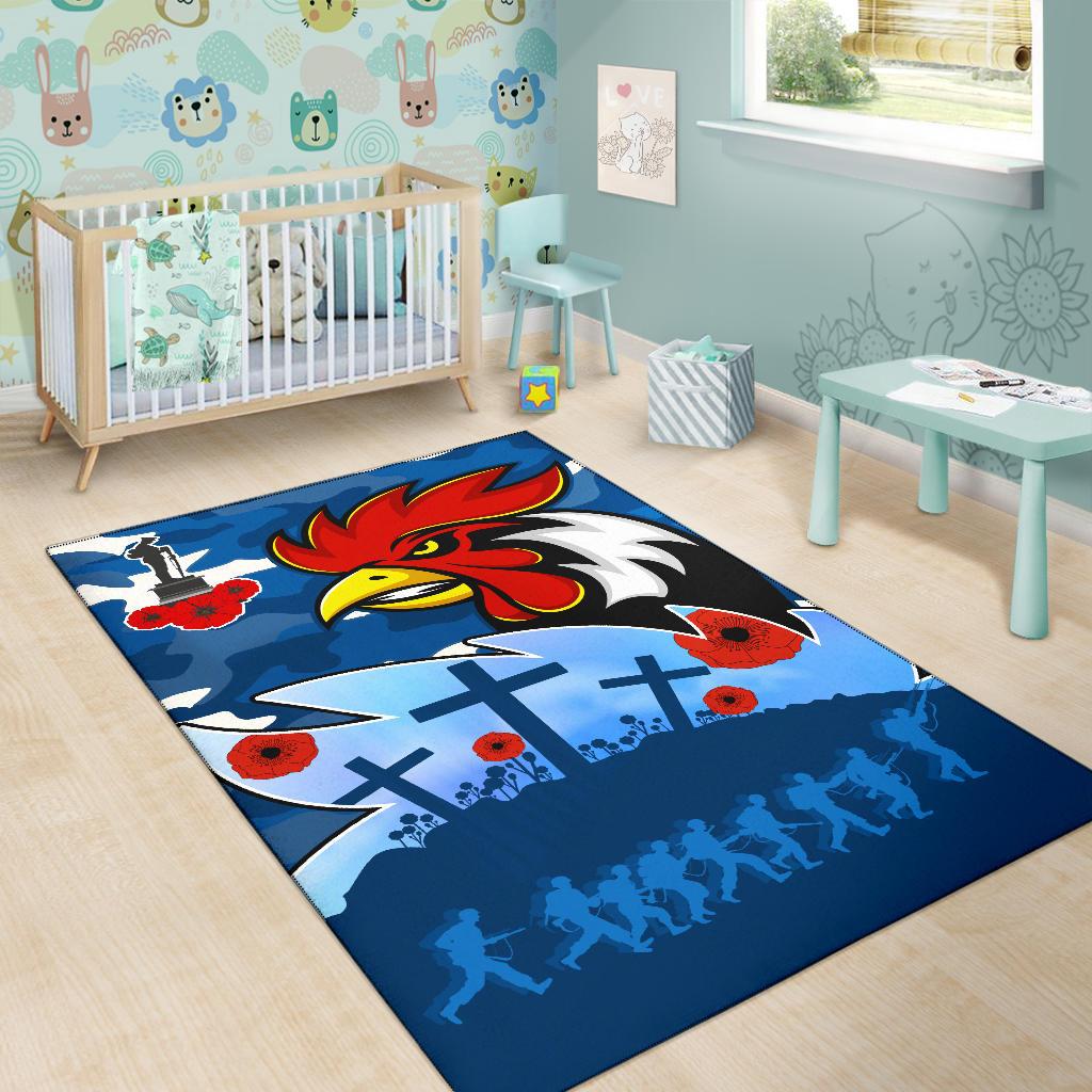 Roosters ANZAC Day Area Rug Military - Blue - Vibe Hoodie Shop