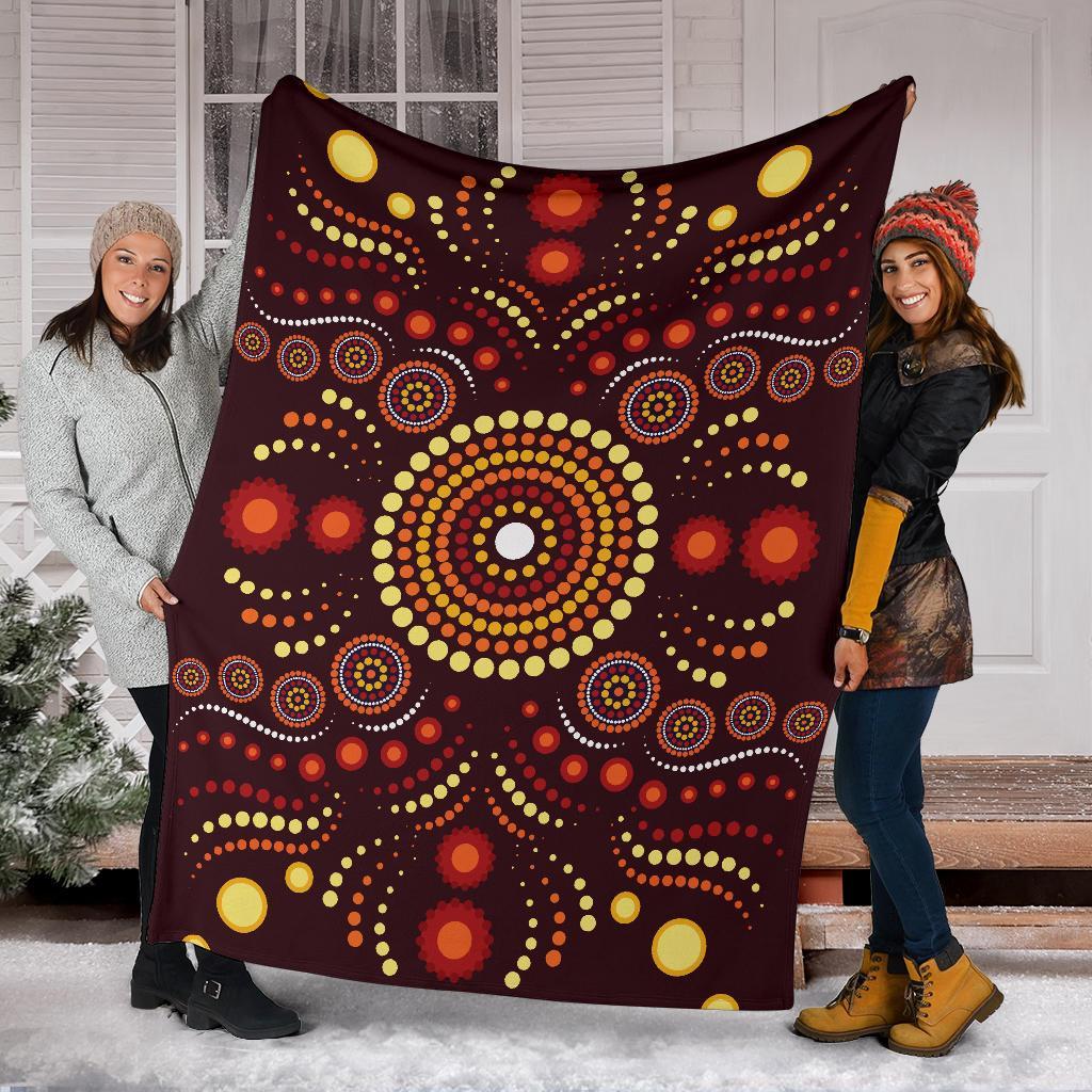 Aboriginal Premium Blanket - Indegenous Dot Painting Art - Vibe Hoodie Shop