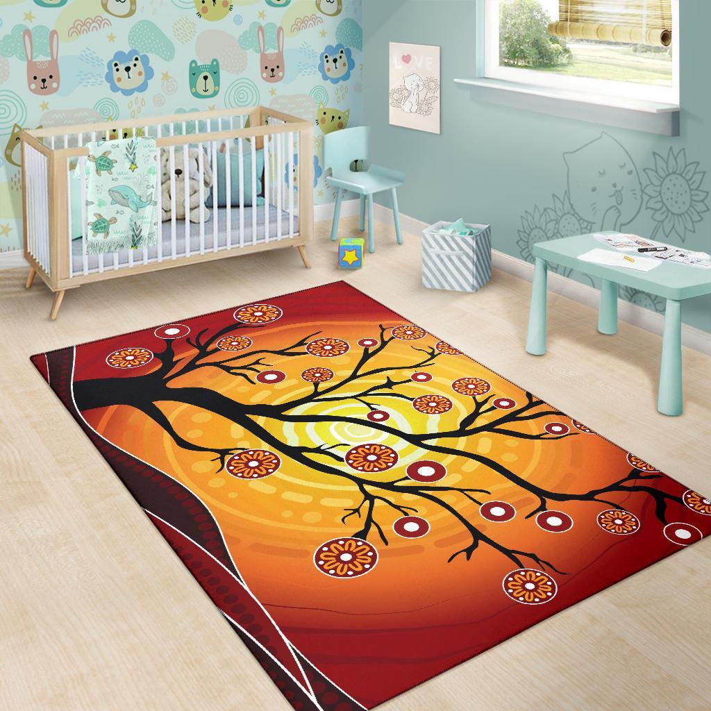 Aboriginal Area Rug - Tree In Spring Season - Vibe Hoodie Shop