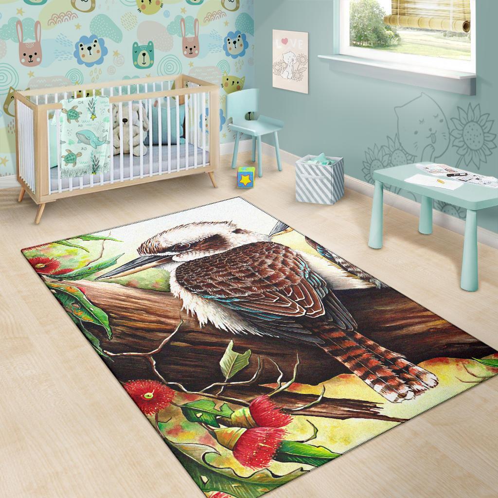 Area Rug - Kookaburra with Waratah - Vibe Hoodie Shop