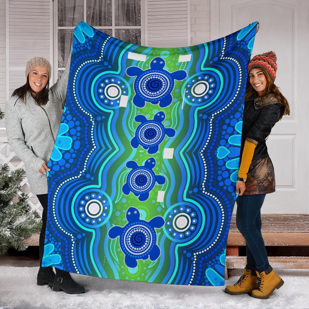 Aboriginal Premium Blanket - Aboriginal Turtle Family - Vibe Hoodie Shop