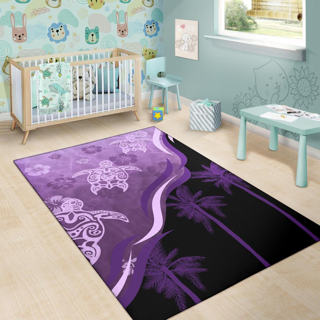 Purple Turtle Hibiscus Area Rug - Vibe Hoodie Shop