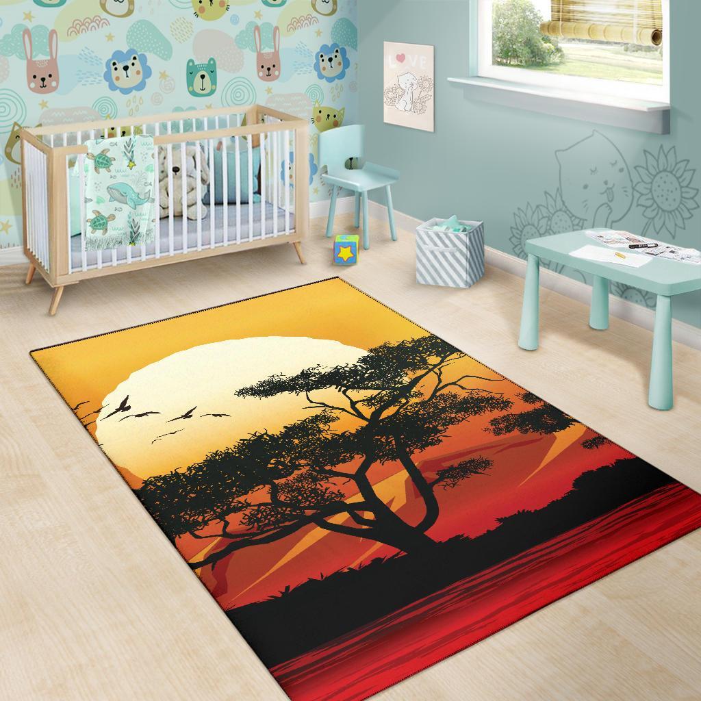 Area Rug - Sunset And Tree In Australia - Vibe Hoodie Shop