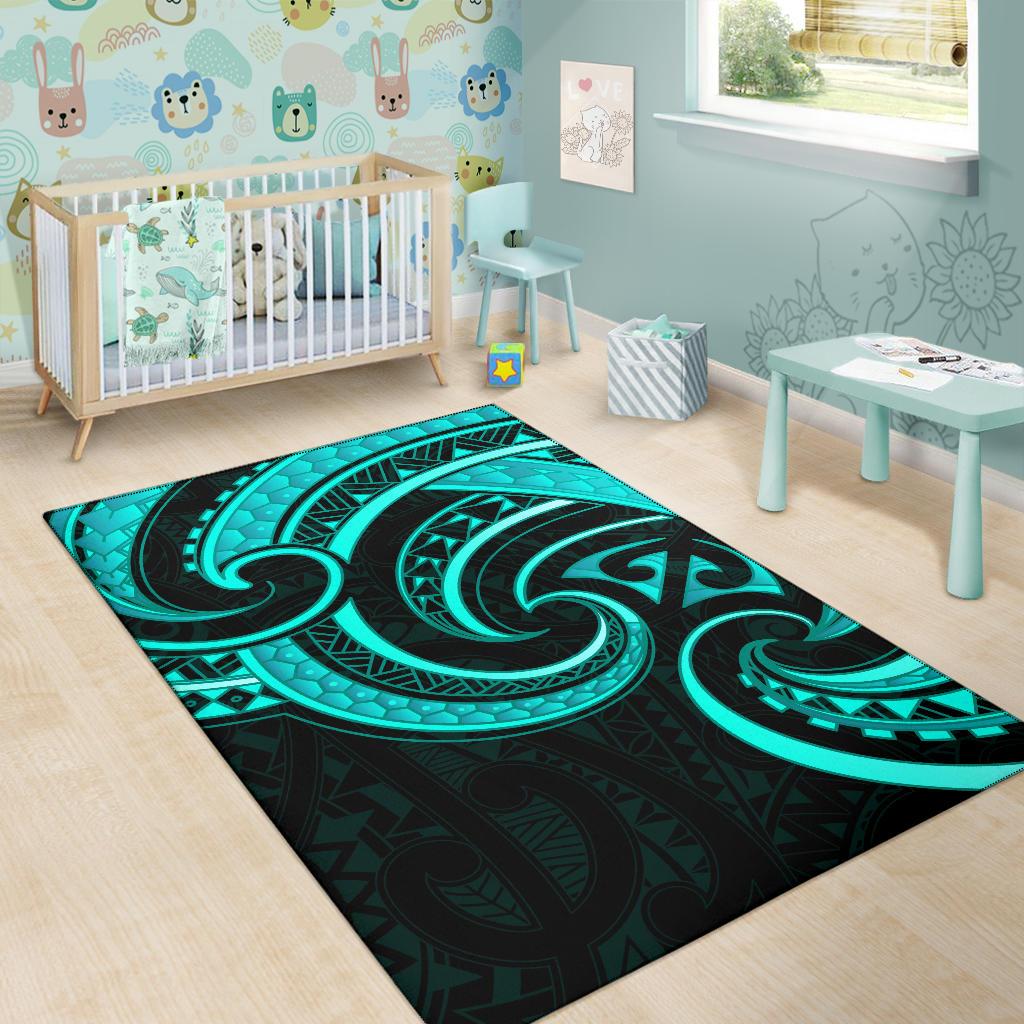 New Zealand Maori Mangopare Area Rug Polynesian - Turquoise - Vibe Hoodie Shop