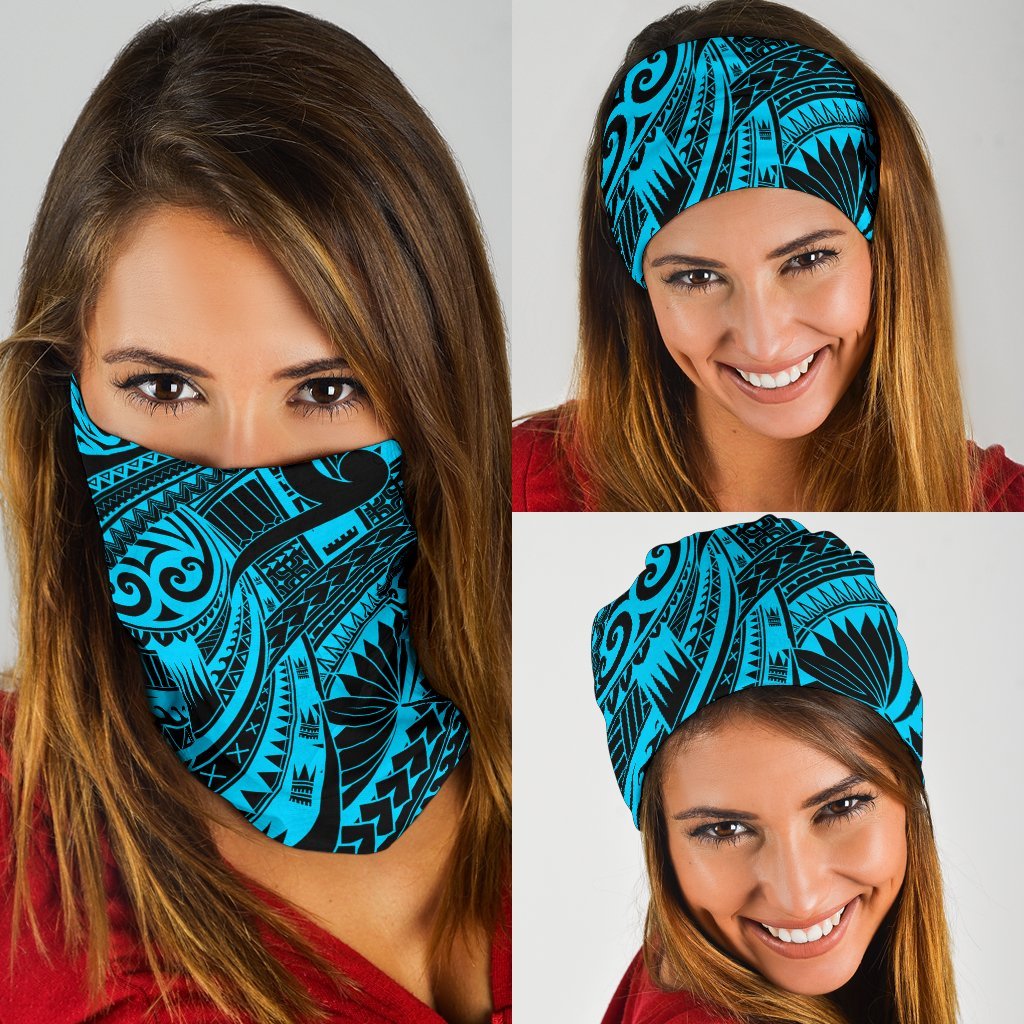 New Zealand Maori Polynesian Tattoo Bandana - Blue - Vibe Hoodie Shop