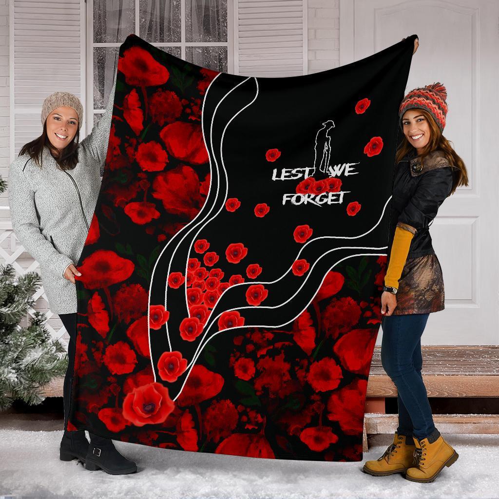 ANZAC Lest We Forget Premium Blanket - Poppy Flowers - Vibe Hoodie Shop
