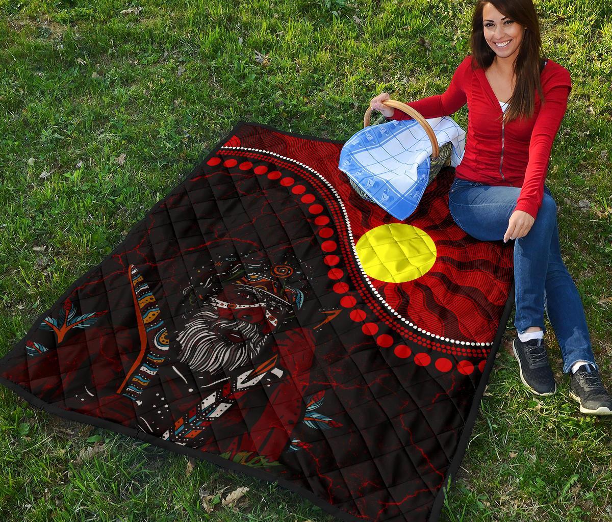 Aboriginal Premium Quilt - Indigenous People And Sun - Vibe Hoodie Shop
