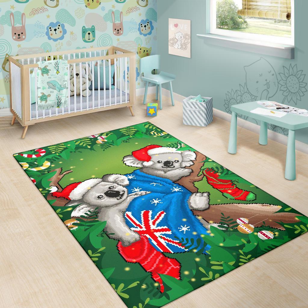 Christmas Area Rug - Australia Flag with Koala Ugly Christmas - Vibe Hoodie Shop