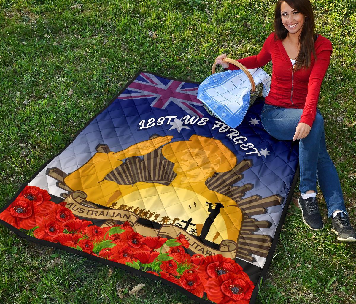 Premium Quilt - Australia ANZAC Day 2020 And Soldiers - Vibe Hoodie Shop